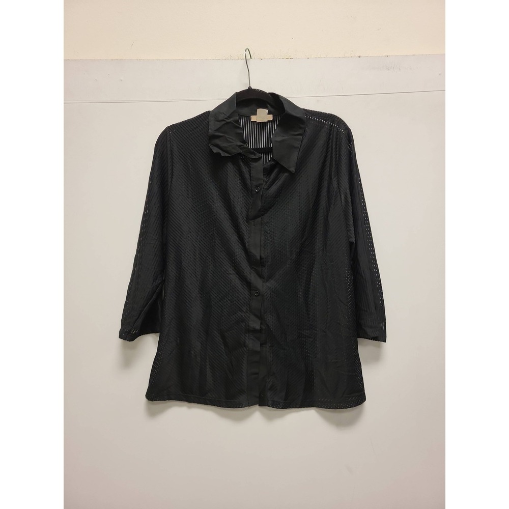 Mine USA Shirt 3XL Black Button Down Top Menswear Three Quarter Sleeve USA